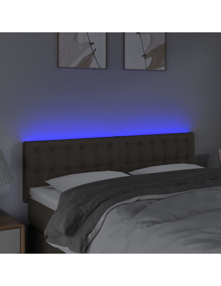 Testiera a LED Tortora 144x5x78/88 cm in Tessuto