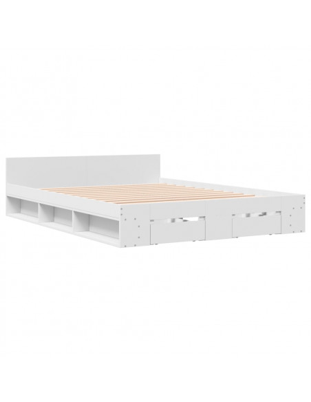 Giroletto con Cassetti Bianco 150x200 cm in Legno Multistrato