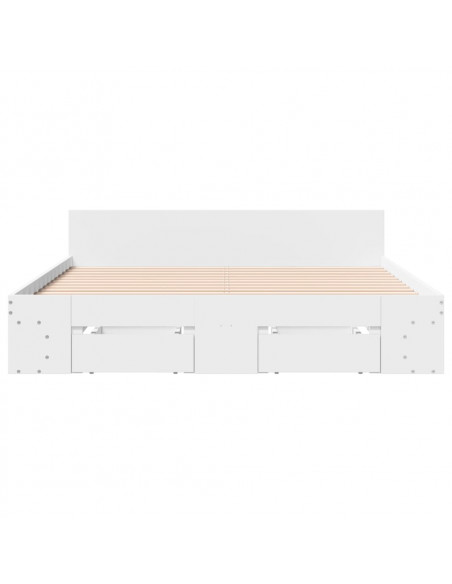 Giroletto con Cassetti Bianco 150x200 cm in Legno Multistrato