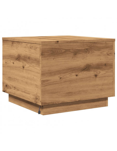 Tavolino da Salotto con Luci LED Rovere Artigianale 50x50x40 cm