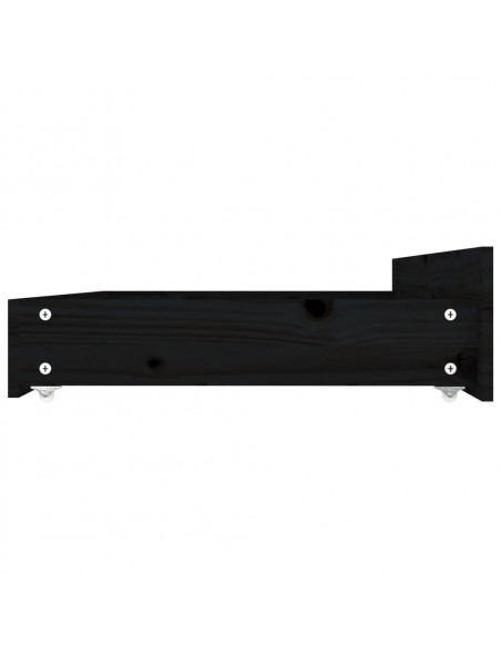 Cassettoni da Letto 4 pz in Legno Massello di Pino Nero