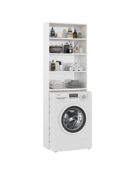 Mobile per Lavatrice Bianco Lucido 64x24x190 cm