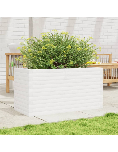 Fioriera da Giardino Bianca 90x40x46 cm Legno Massello di Pino