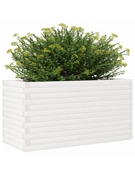 Fioriera da Giardino Bianca 90x40x46 cm Legno Massello di Pino