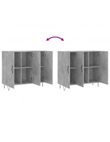 Credenza Grigio Cemento 90x34x80 cm in Legno Multistrato