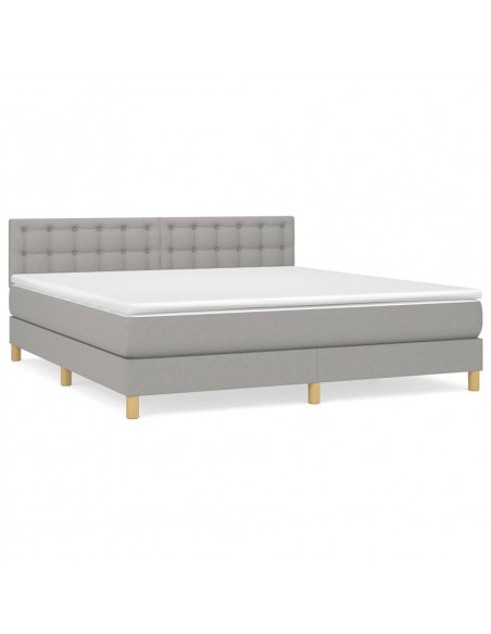 Giroletto a Molle con Materasso Grigio Chiaro180x200 cm Tessuto