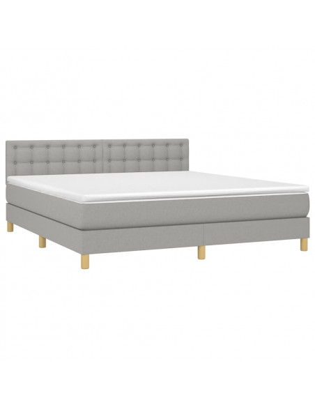Giroletto a Molle con Materasso Grigio Chiaro180x200 cm Tessuto
