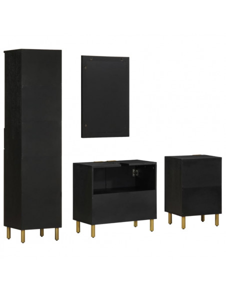 Set Mobili da Bagno 4 pz Nero in Legno Multistrato
