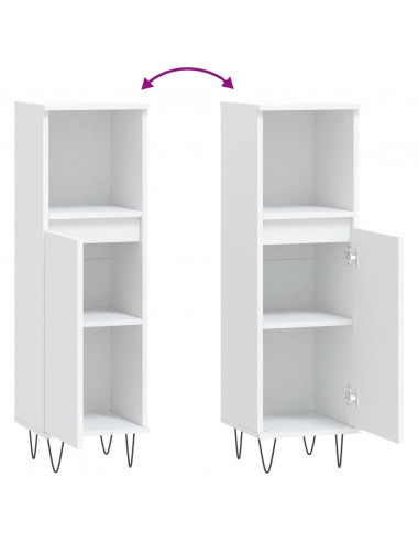 Armadietto da Bagno Bianco 30x30x100 cm in Legno Multistrato