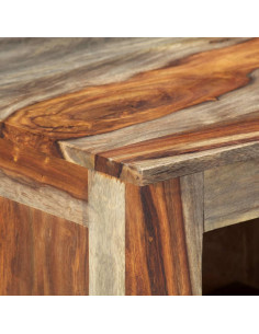 Credenza Grigia 100x30x50 cm in Legno Massello di Sheesham 2