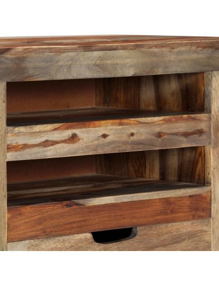 Credenza Grigia 100x30x50 cm in Legno Massello di Sheesham
