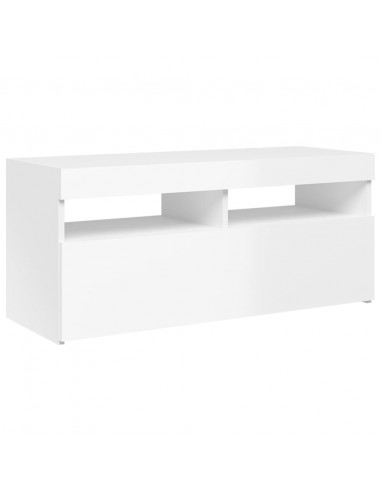 Mobile Porta TV con Luci LED Bianco Lucido 90x35x40 cm