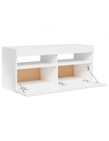 Mobile Porta TV con Luci LED Bianco Lucido 90x35x40 cm