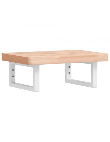 Ripiano a Parete per Lavabo in Acciaio e Massello di Faggio