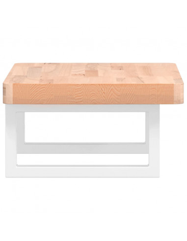 Ripiano a Parete per Lavabo in Acciaio e Massello di Faggio