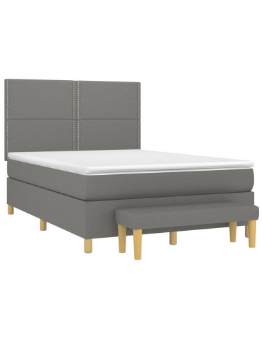 Giroletto a Molle con Materasso Grigio Scuro 140x190 cm Tessuto