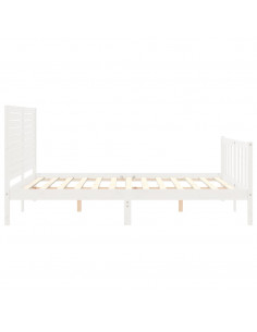 Giroletto con Testiera Bianco 160x200 cm Legno Massello 2