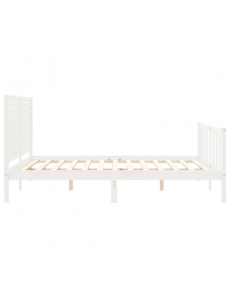 Giroletto con Testiera Bianco 160x200 cm Legno Massello