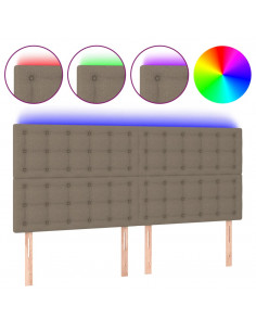 Testiera a LED Tortora 180x5x118/128 cm in Tessuto 2