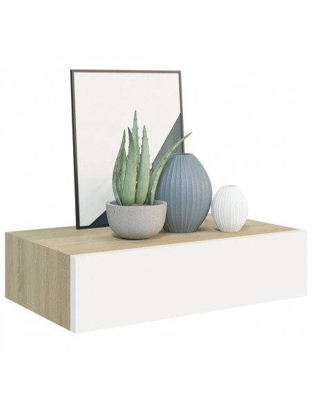 Scaffale con Cassetti Rovere e Bianco 40x23,5x10 cm in MDF