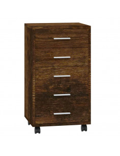 Cassettiera con Ruote rovere fumo in Legno Multistrato 2