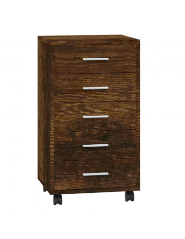 Cassettiera con Ruote rovere fumo in Legno Multistrato