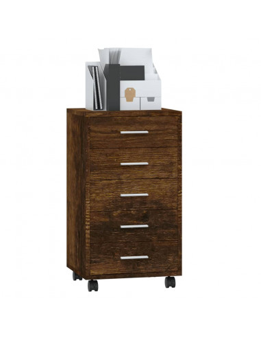 Cassettiera con Ruote rovere fumo in Legno Multistrato