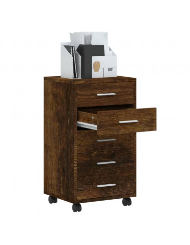 Cassettiera con Ruote rovere fumo in Legno Multistrato