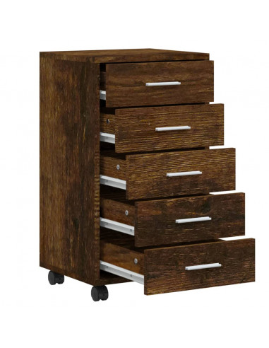 Cassettiera con Ruote rovere fumo in Legno Multistrato