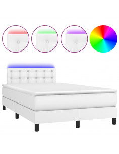 Giroletto Molle con Materasso e LED Bianco 120x200cm Similpelle 2