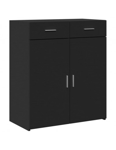 Credenza Nera 80x42,5x93 cm in Legno Multistrato