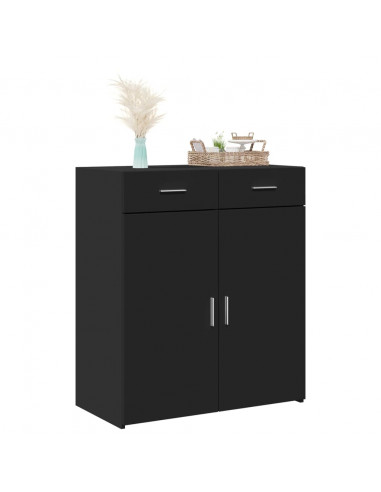 Credenza Nera 80x42,5x93 cm in Legno Multistrato