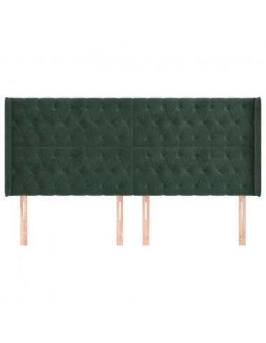 Testiera ad Orecchio Verde Scuro 203x16x118/128 cm in Velluto