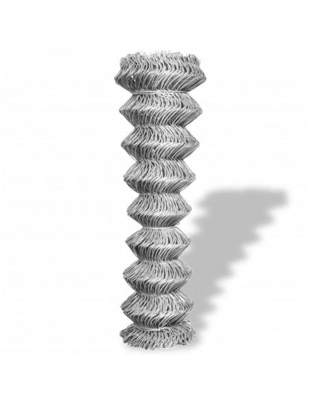 Recinzione in Rete in Acciaio Zincato 15x1,5 m Argento