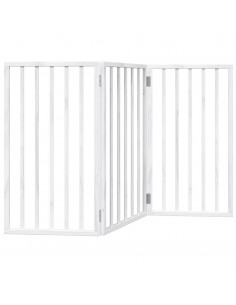 Cancello per Cani Pieghevole 3 Pannelli Bianco 150 cm Pioppo 2
