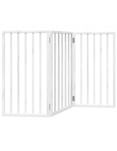 Cancello per Cani Pieghevole 3 Pannelli Bianco 150 cm Pioppo