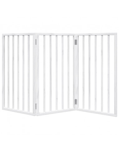 Cancello per Cani Pieghevole 3 Pannelli Bianco 150 cm Pioppo