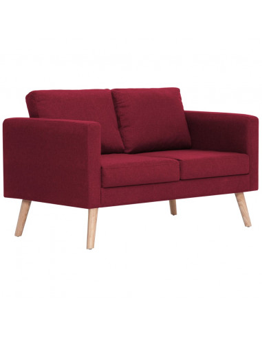 Divano a 2 Posti in Tessuto Rosso Vino