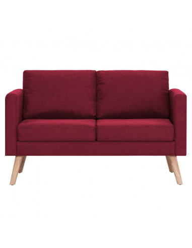 Divano a 2 Posti in Tessuto Rosso Vino