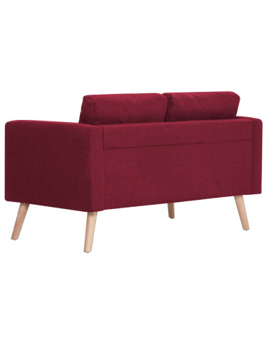 Divano a 2 Posti in Tessuto Rosso Vino