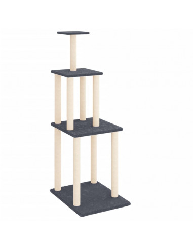 Albero per Gatti con Tiragraffi in Sisal Grigio Scuro 149 cm