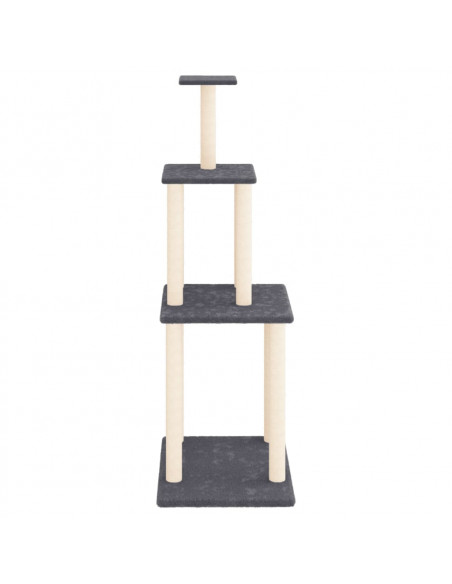 Albero per Gatti con Tiragraffi in Sisal Grigio Scuro 149 cm