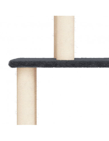 Albero per Gatti con Tiragraffi in Sisal Grigio Scuro 149 cm