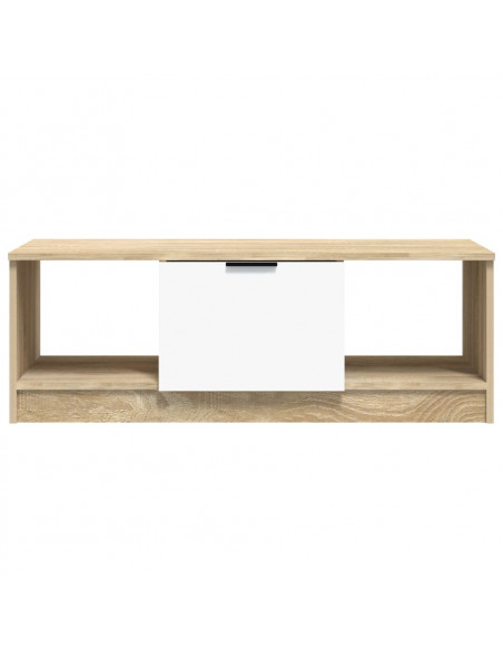 Tavolino Bianco e Rovere Sonoma 102x50x36 cm Legno Multistrato
