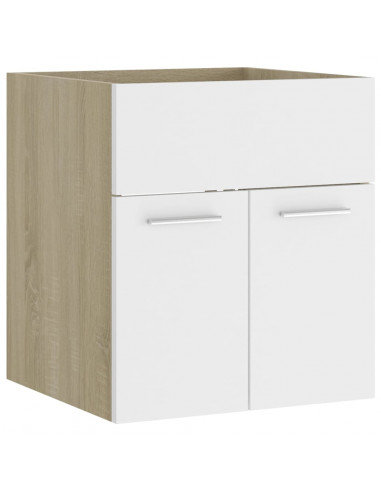 Mobile Lavabo Integrato Bianco Rovere Sonoma Legno Multistrato