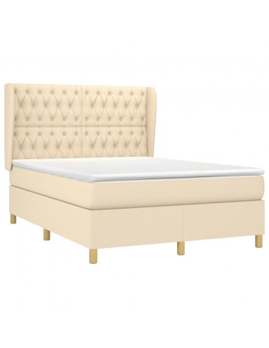 Giroletto a Molle con Materasso Crema 140x19 cm in Tessuto