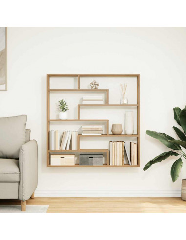 Scaffale Cubo Parete 7 Scomparti Truciolato Rovere Artigianale