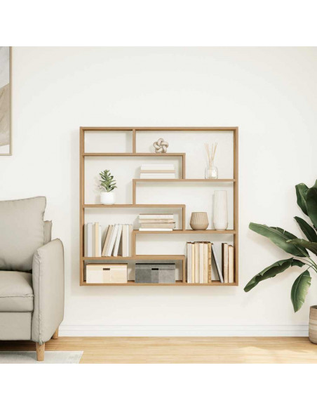 Scaffale Cubo Parete 7 Scomparti Truciolato Rovere Artigianale