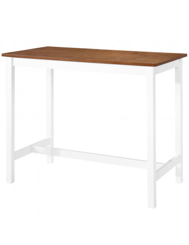 Set Tavolo e Sedie da Bar 3 pz Legno Massello Marrone e Bianco