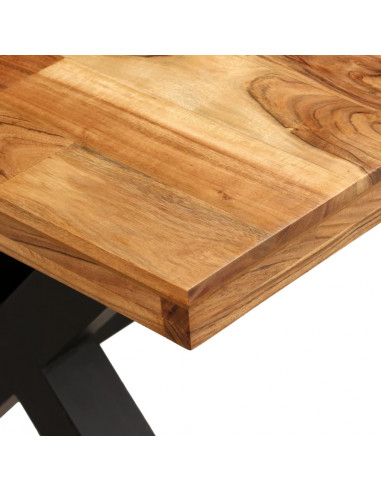 Set Tavolo da Pranzo 7 pz Legno Massello di Acacia e Mango